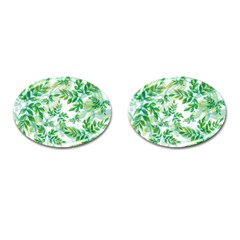 Leaves Green Pattern Nature Plant Cufflinks (oval) by Wegoenart