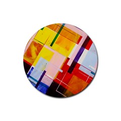 Abstract Lines Shapes Colorful Rubber Round Coaster (4 Pack)  by Vaneshart