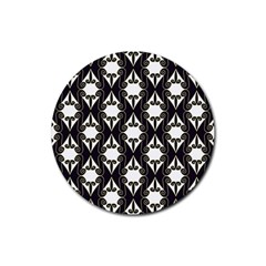 Abstract Seamless Pattern Graphic Black Rubber Coaster (round)  by Vaneshart