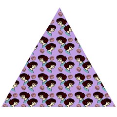 Redhead Girl Pattern Lilac Wooden Puzzle Triangle by snowwhitegirl