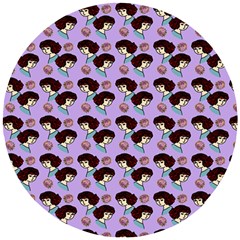 Redhead Girl Pattern Lilac Wooden Puzzle Round by snowwhitegirl