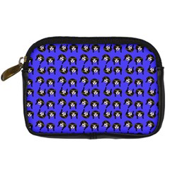 Retro Girl Daisy Chain Pattern Blue Digital Camera Leather Case by snowwhitegirl