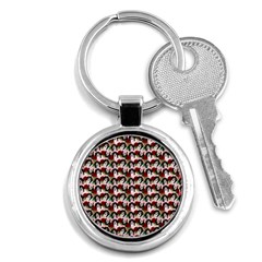 Vintage Hippie Girl Pattern Pnk Key Chain (round) by snowwhitegirl