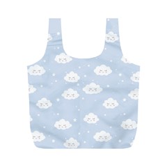 Kawaii Cloud Pattern Full Print Recycle Bag (m) by Valentinaart