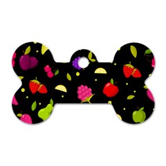 Vector Seamless Summer Fruits Pattern Colorful Cartoon Background Dog Tag Bone (one Side) by Vaneshart