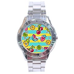 Summer Fruits Patterns Stainless Steel Analogue Watch by Vaneshart