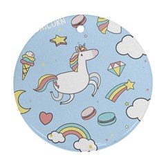 Unicorn Seamless Pattern Background Vector Round Ornament (two Sides) by Sobalvarro
