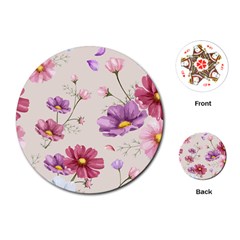 Vector Hand Drawn Cosmos Flower Pattern Playing Cards Single Design (round) by Sobalvarro