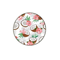 Seamless Pattern Coconut Piece Palm Leaves With Pink Hibiscus Hat Clip Ball Marker (4 Pack) by Vaneshart