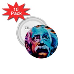 Albert Einstein Retro Wall Graffiti Blue Pink Orange Modern Urban Art Grunge 1 75  Buttons (10 Pack) by genx