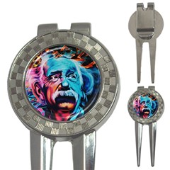 Albert Einstein Retro Wall Graffiti Blue Pink Orange Modern Urban Art Grunge 3-in-1 Golf Divots by genx