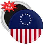 Betsy Ross flag USA America United States 1777 Thirteen Colonies vertical 3  Magnets (10 pack)  Front