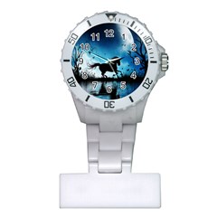 Wonderful Unicorn Silhouette In The Night Plastic Nurses Watch by FantasyWorld7
