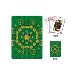Fauna Bloom Mandalas On Bohemian Green Leaves Playing Cards Single Design (mini) by pepitasart