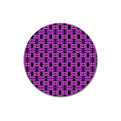 Pink Black Abstract Pattern Magnet 3  (round) by BrightVibesDesign