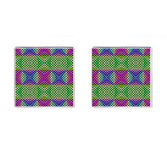 Bright  Circle Abstract Black Green Pink Blue Cufflinks (square) by BrightVibesDesign