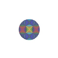 Colorful Circle Abstract White  Blue Yellow Red 1  Mini Buttons by BrightVibesDesign