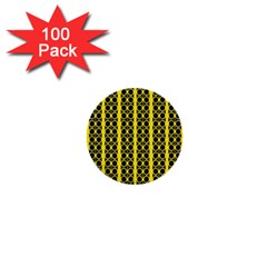 Circles Lines Black Yellow 1  Mini Buttons (100 Pack)  by BrightVibesDesign