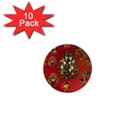 Wonderful Vintage Christmas Design 1  Mini Buttons (10 pack)  Front