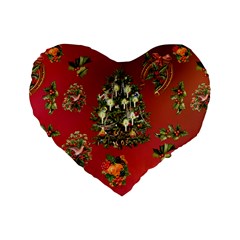 Wonderful Vintage Christmas Design Standard 16  Premium Flano Heart Shape Cushions by FantasyWorld7