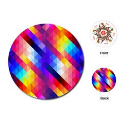 Abstract Blue Background Colorful Pattern Playing Cards Single Design (round) by HermanTelo