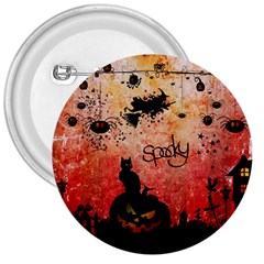 Funny Halloween Design, Cat, Pumpkin And Witch 3  Buttons by FantasyWorld7