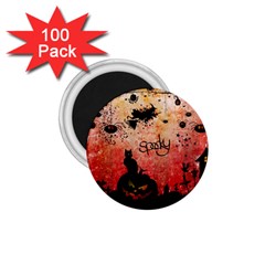 Funny Halloween Design, Cat, Pumpkin And Witch 1 75  Magnets (100 Pack)  by FantasyWorld7