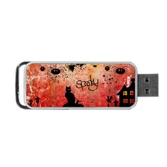 Funny Halloween Design, Cat, Pumpkin And Witch Portable Usb Flash (one Side) by FantasyWorld7