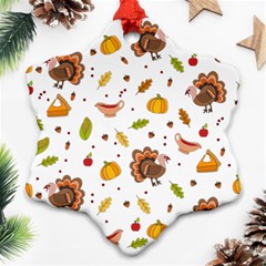 Thanksgiving Turkey Pattern Ornament (snowflake) by Valentinaart