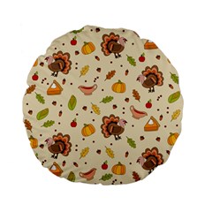 Thanksgiving Turkey Pattern Standard 15  Premium Flano Round Cushions by Valentinaart