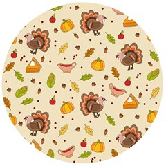 Thanksgiving Turkey Pattern Wooden Bottle Opener (round) by Valentinaart