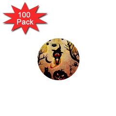 Funny Halloween Design, Pumpkin, Cat, Owl And Crow 1  Mini Buttons (100 Pack)  by FantasyWorld7