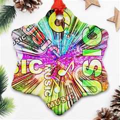 Music Abstract Sound Colorful Snowflake Ornament (two Sides) by Mariart