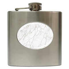 White Marble Texture Floor Background With Gold Veins Intrusions Greek Marble Print Luxuous Real Marble Hip Flask (6 Oz) by genx