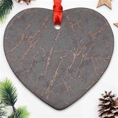 Marble Old Vintage Pinkish Gray With Bronze Veins Intrusions Texture Floor Background Print Luxuous Real Marble Heart Ornament (two Sides) by genx