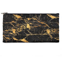 Black Marble Texture With Gold Veins Floor Background Print Luxuous Real Marble Pencil Cases by genx