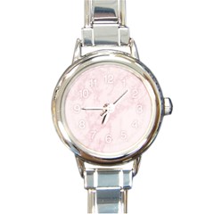 Pink Marble Texture Floor Background With Light Pink Veins Greek Marble Print Luxuous Real Marble  Women s Mesh Sports Top Round Italian Charm Watch by genx