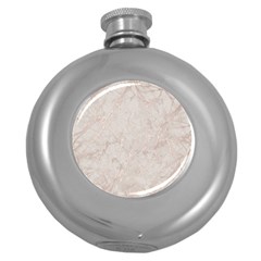 Pink Marble Beige Texture Floor Background With Shinny Pink Veins Greek Marble Print Luxuous Real Marble  Round Hip Flask (5 Oz) by genx