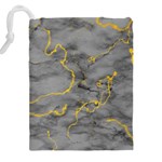 Marble neon retro light gray with gold yellow veins texture floor background retro neon 80s style neon colors print luxuous real marble Drawstring Pouch (4XL) Back
