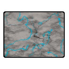Marble Light Gray With Bright Cyan Blue Veins Texture Floor Background Retro Neon 80s Style Neon Colors Print Luxuous Real Marble Fleece Blanket (small) by genx