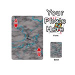 Marble light gray with bright cyan blue veins texture floor background retro neon 80s style neon colors print luxuous real marble Playing Cards 54 Designs (Mini) Front - HeartA