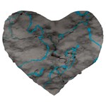 Marble light gray with bright cyan blue veins texture floor background retro neon 80s style neon colors print luxuous real marble Large 19  Premium Heart Shape Cushions Front