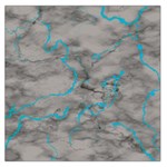 Marble light gray with bright cyan blue veins texture floor background retro neon 80s style neon colors print luxuous real marble Large Satin Scarf (Square) Front