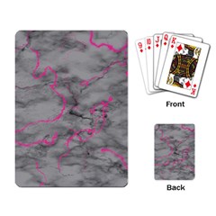 Marble Light Gray With Bright Magenta Pink Veins Texture Floor Background Retro Neon 80s Style Neon Colors Print Luxuous Real Marble Playing Cards Single Design (rectangle) by genx