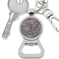 Marble Light Gray With Bright Magenta Pink Veins Texture Floor Background Retro Neon 80s Style Neon Colors Print Luxuous Real Marble Bottle Opener Key Chain by genx