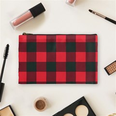 Canadian Lumberjack Red And Black Plaid Canada Cosmetic Bag (medium) by Quebec