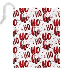 Christmas Watercolor hohoho red handdrawn holiday organic and naive pattern Drawstring Pouch (4XL) Back