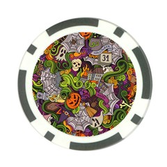 Halloween Doodle Vector Seamless Pattern Poker Chip Card Guard by Sobalvarro