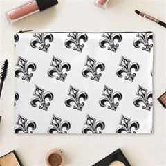 French France Fleur De Lys Metal Pattern Black And White Antique Vintage Cosmetic Bag (xl) by Quebec