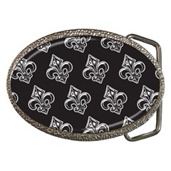 French France Fleur De Lys Metal Pattern Black And White Antique Vintage Black Rocker Belt Buckles by Quebec
